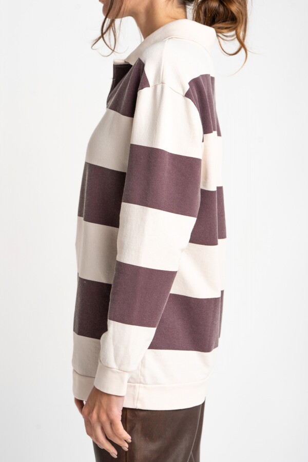Sweater Polo Rayas Bordeaux
