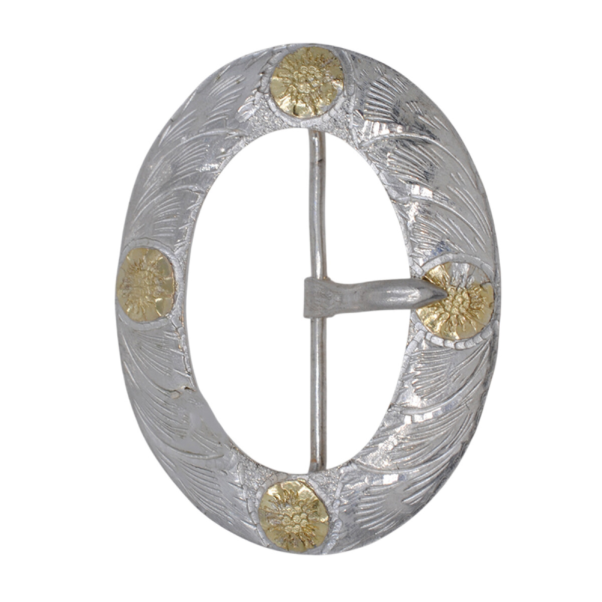 Hebilla de plata y oro oval 