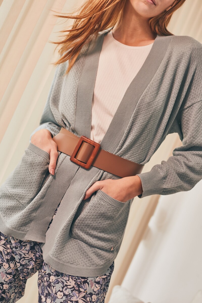 Cinto Hebilla Madera Cuadrada Marron