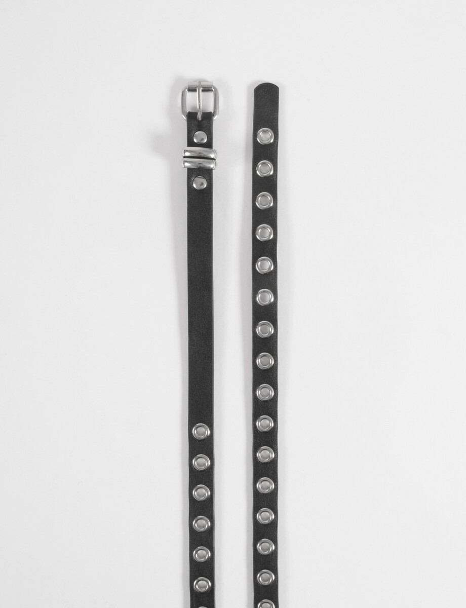 Cinturón fino ojalillos - negro 