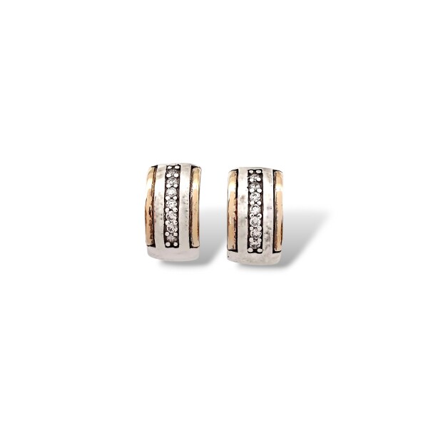 Caravanas Medio aro Zirconia-Plata y oro-Zirconia-CA5041 Conpiedra