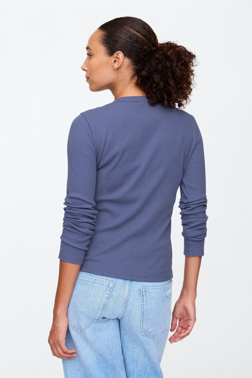 Remera Rib Pointelle Mujer Quiet Blue
