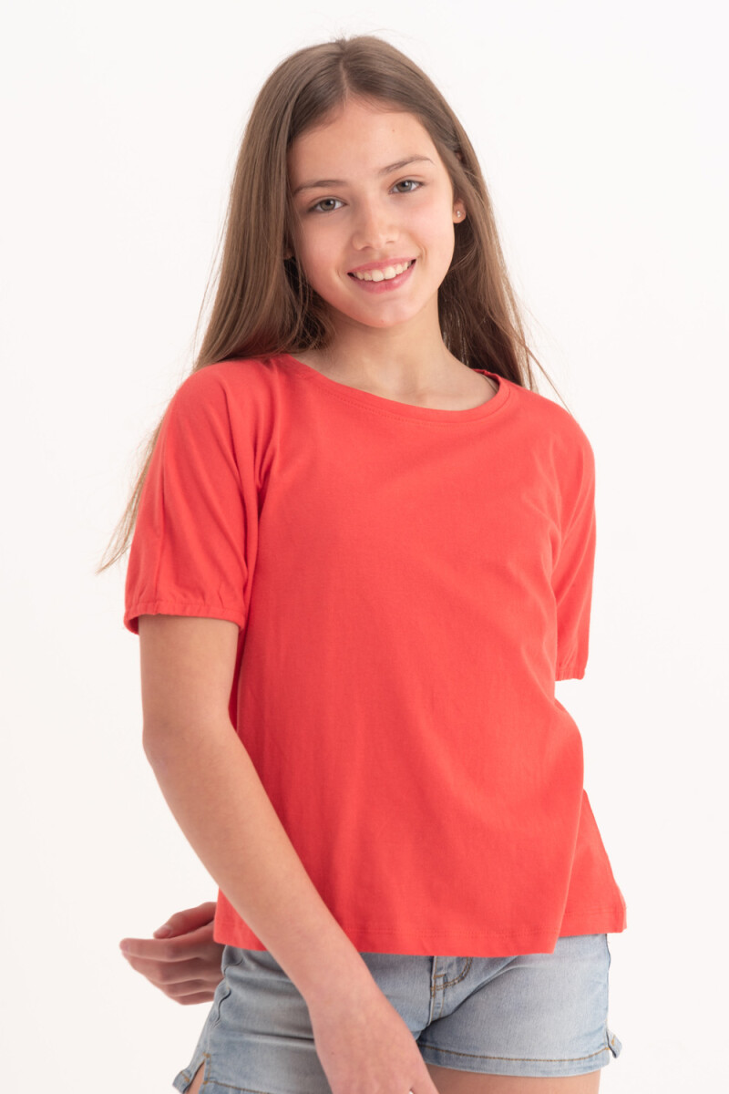 Camiseta con manga fruncida - Roja 