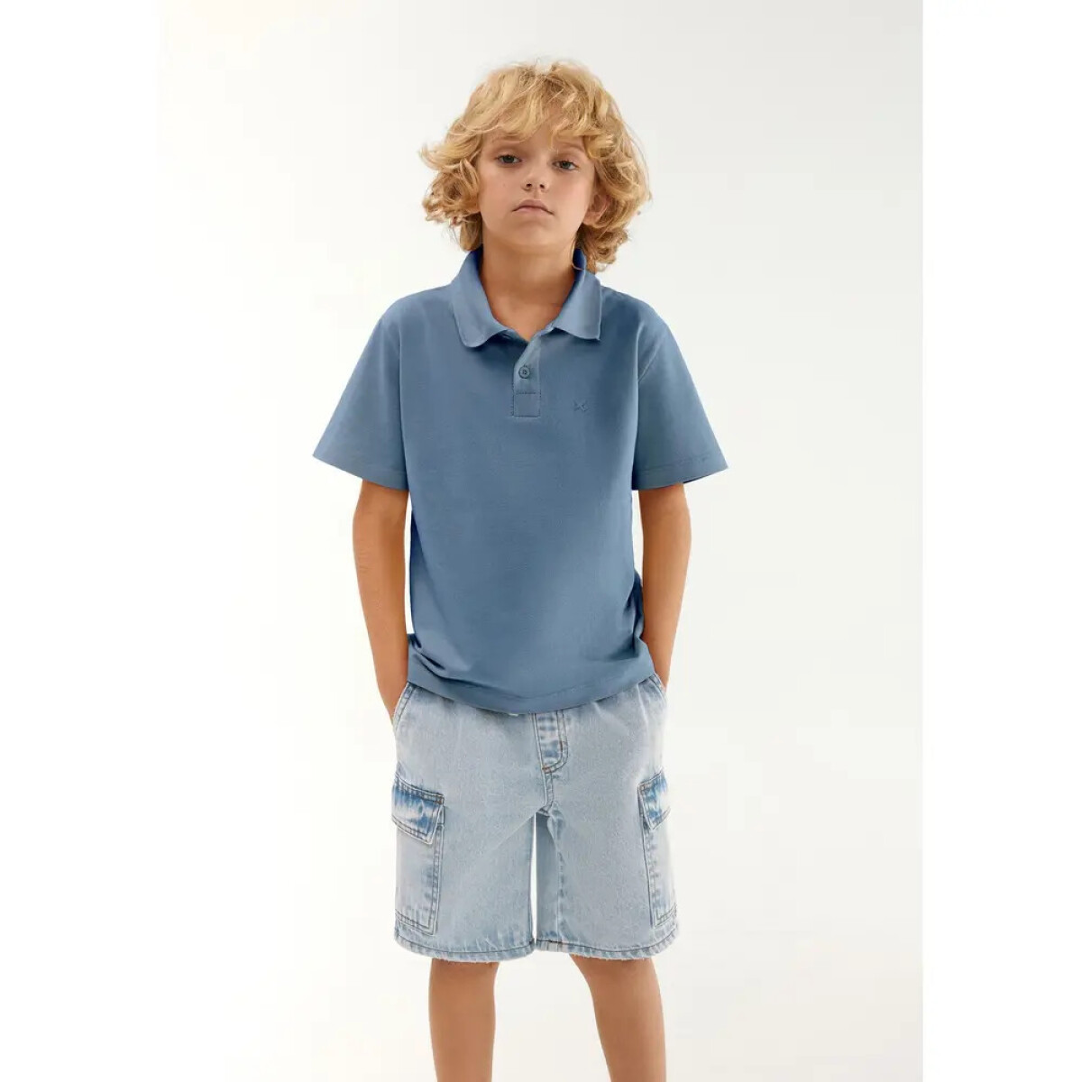 CAMISA POLO MM MASC - AZUL MEDIO 