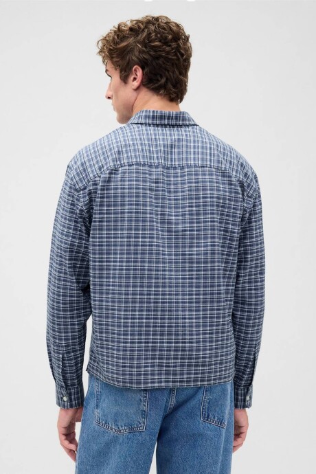 Camisa Oxford Cropped Hombre Blue Plaid