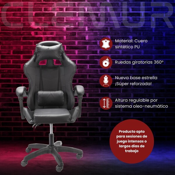 Silla Gamer Ergonómica Sillón Gaming Color Negro Silla Gamer Ergonómica Sillón Gaming Color Negro