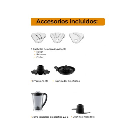 Multiprocesadora Hogaron HGFP25 12 en 1 1500 W con Licuadora y Exprimidor Multiprocesadora Hogaron HGFP25 12 en 1 1500 W con Licuadora y Exprimidor