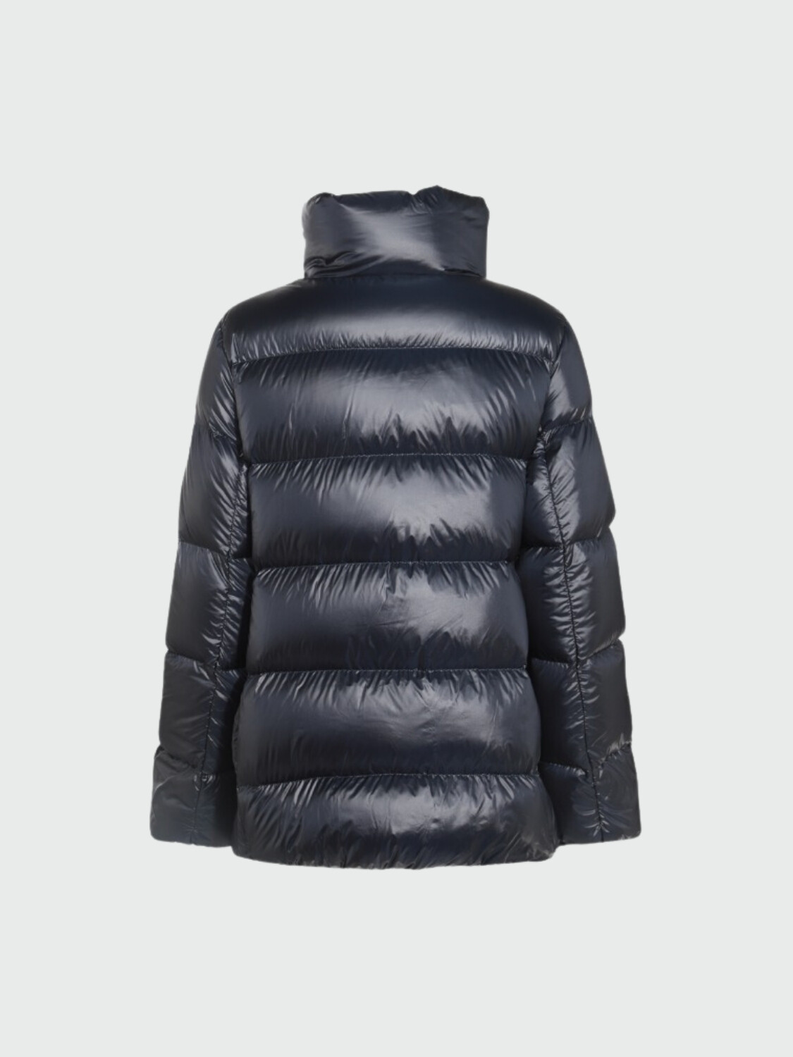 Moncler - Campera rellena de plumas con cuello alto, Cochevis Azul