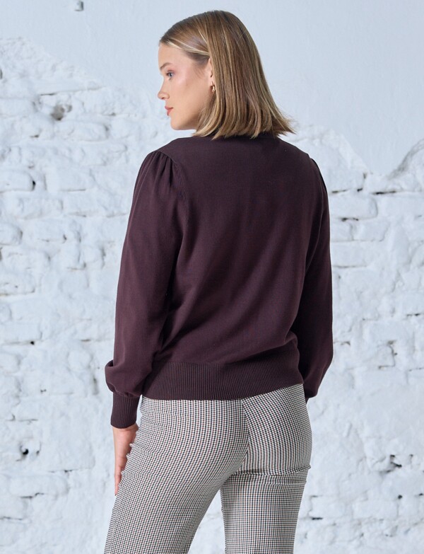 Cardigan Basico Boton Metal MARRON