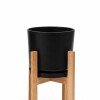 MACETA CERAMICA GRANDE CON SOPORTE BAJA NEGRA