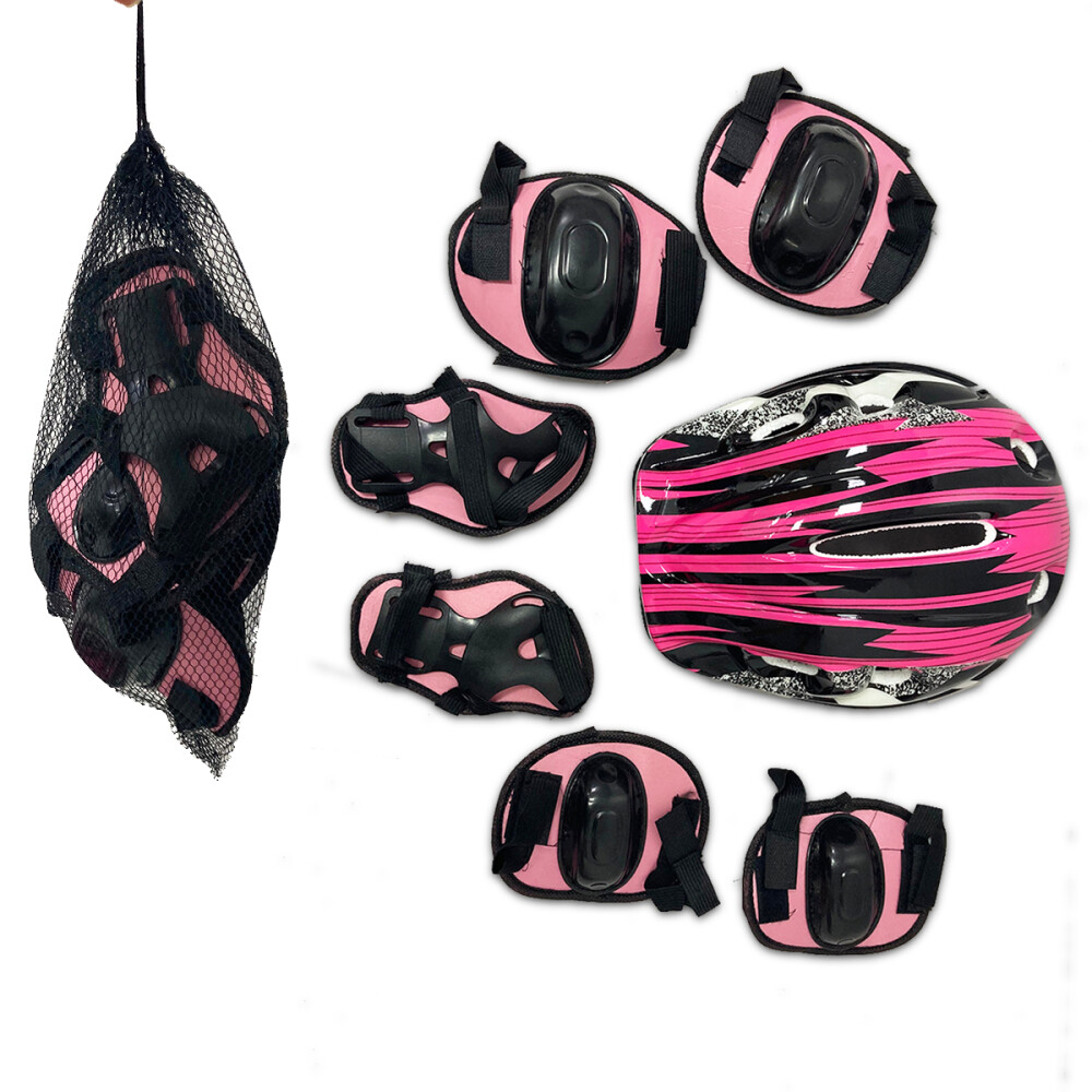 Kit De Proteccion Infantil Para Bicicletas 7 Piezas Rosa