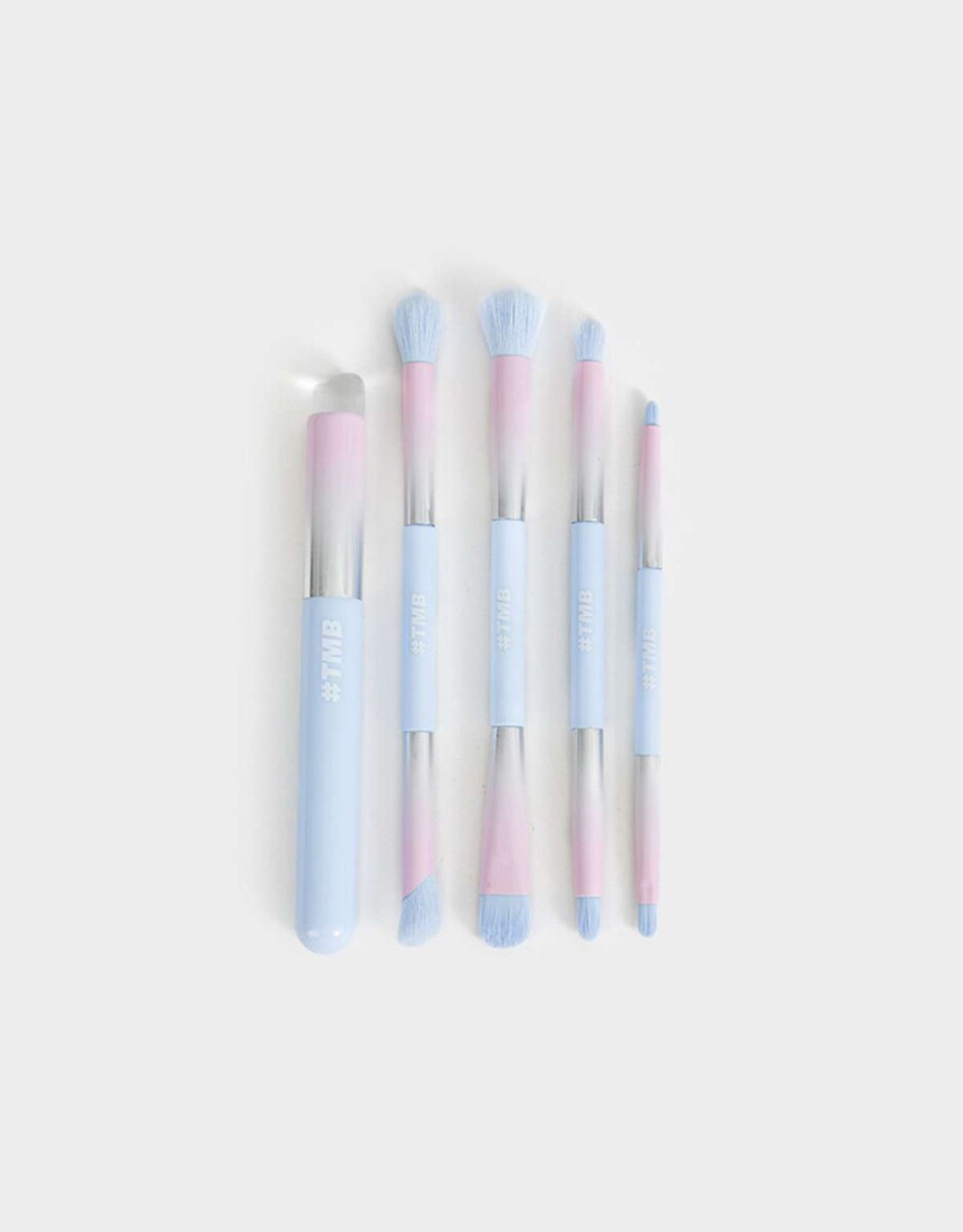 Set De 5 Brochas De Maquillaje Con Efecto Degradé Y Acabado Glossy - Azul Celeste 