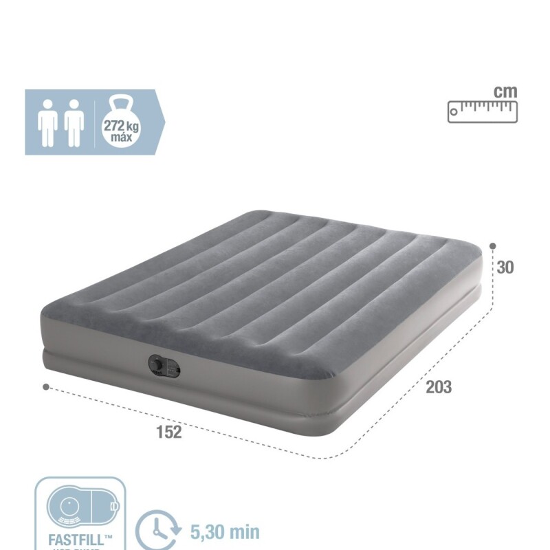 INTEX COLCHON DURA-BEAM PRESTIGE 2 PLAZAS QUEEN CON BOMBA RÁPIDA USB Intex Colchon Dura-beam Prestige 2 Plazas Queen Con Bomba Rápida Usb