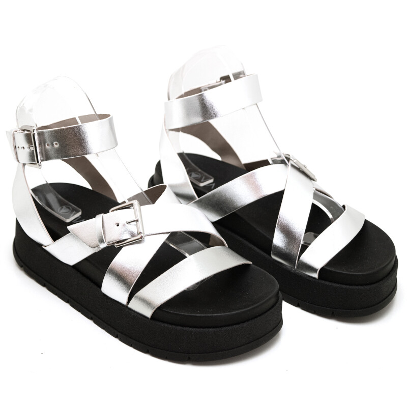 VIA UNO Sandalia Mujer Plata