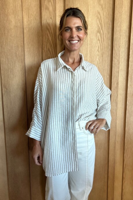 Camisa Tuna Lino Raya beige mediana