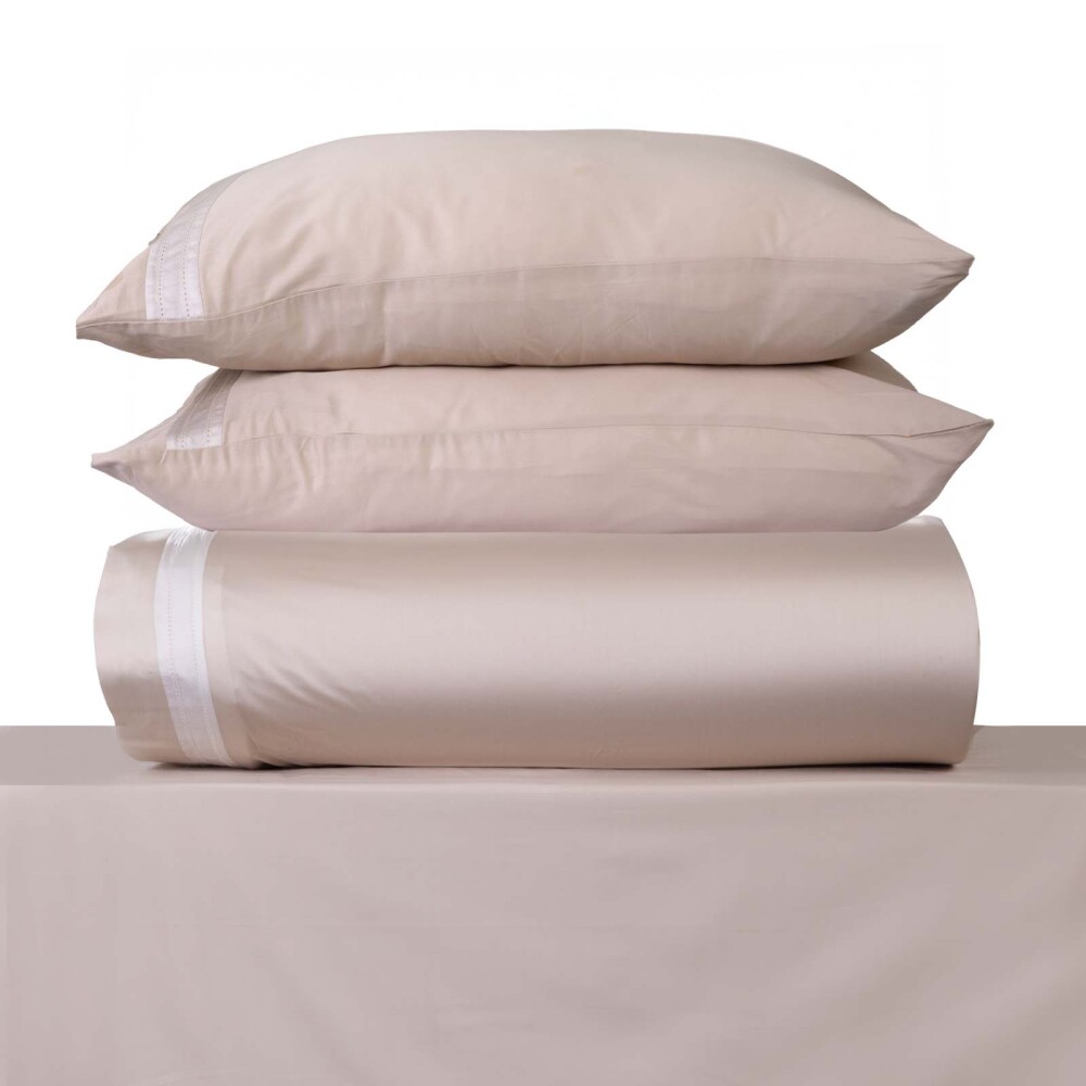 JUEGO DE SABANAS 2 PLAZAS ALGODON NATURAL-BEIGE VANILA 300H BEIGE