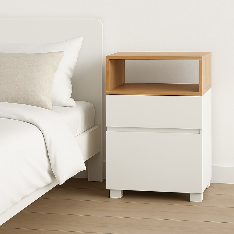 Mesa De Luz Moderna Funcional Con Cajón Y Puerta Bahía Blanco