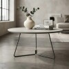 MESA DE CENTRO REDONDA - MADERA BLANCA Y PIE EN METAL GRAFITO - 70cms MESA DE CENTRO REDONDA - MADERA BLANCA Y PIE EN METAL GRAFITO - 70cms