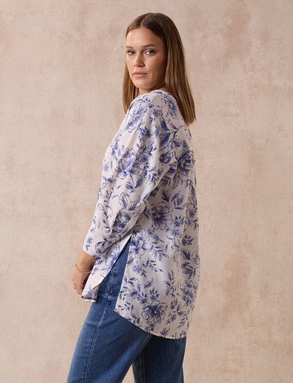 Blusa Printed BLANCO/AZUL