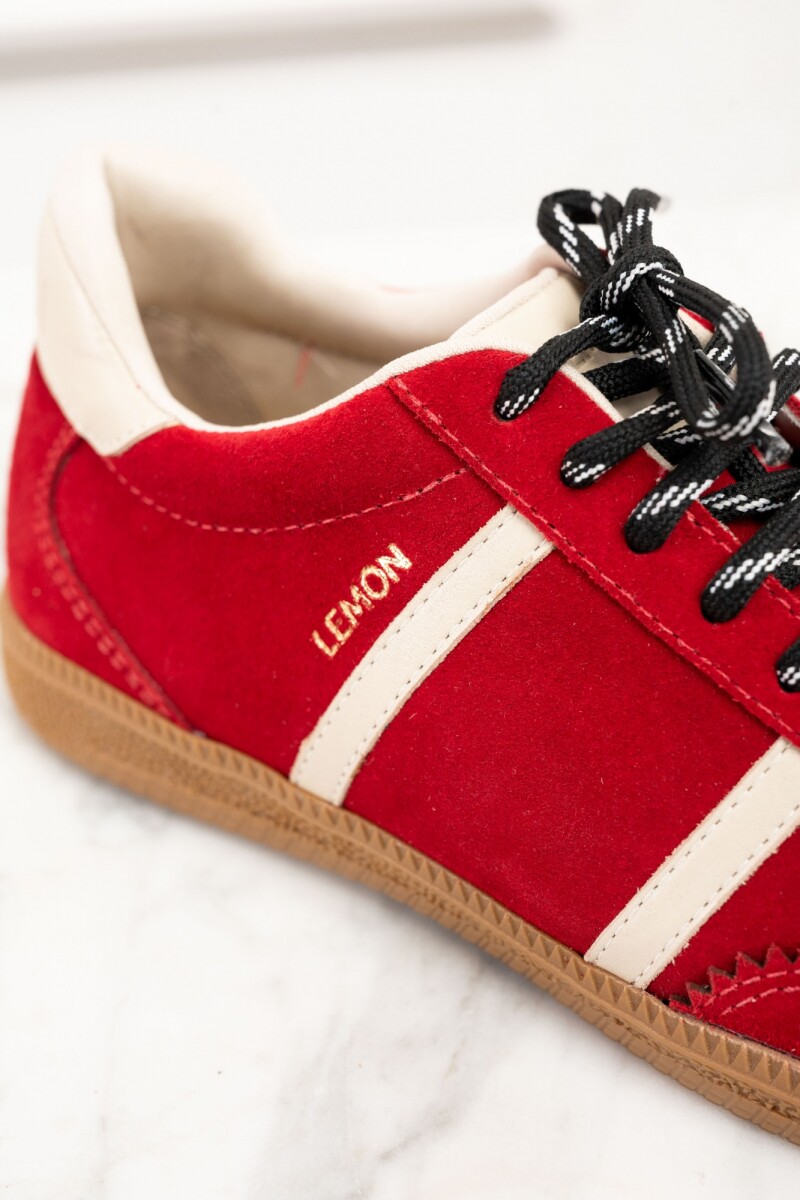 Zapatilla Gamuza Cuero Rojo