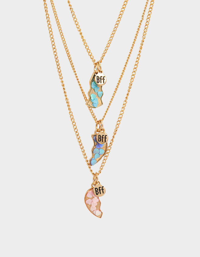 Collares Infantiles Con corazón Set De Collares Para Compartir Bff Corazón - Dorado