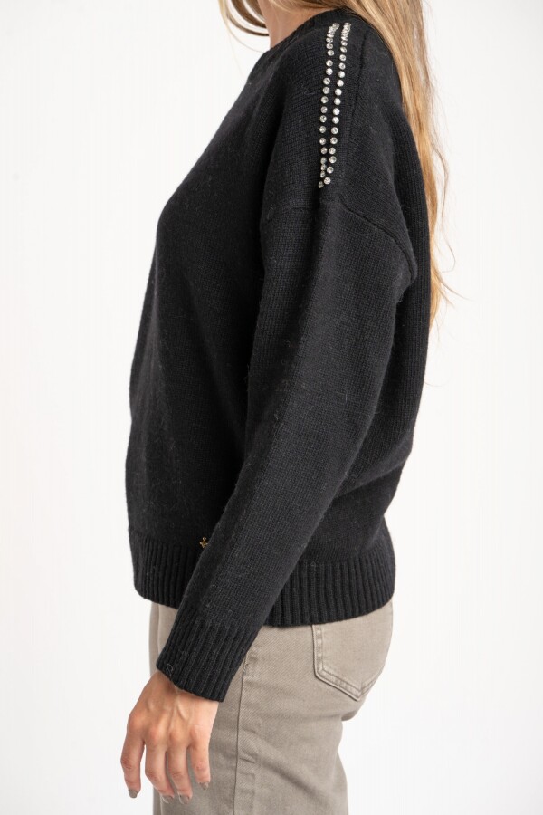 Sweater Lana Apliques Negro