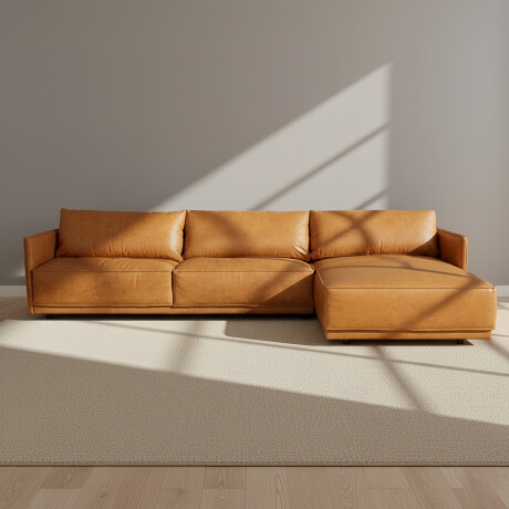 SILLÓN C/CHAISE CUERO-100-NATURAL MARRON ROMEO TP3 CAMEL