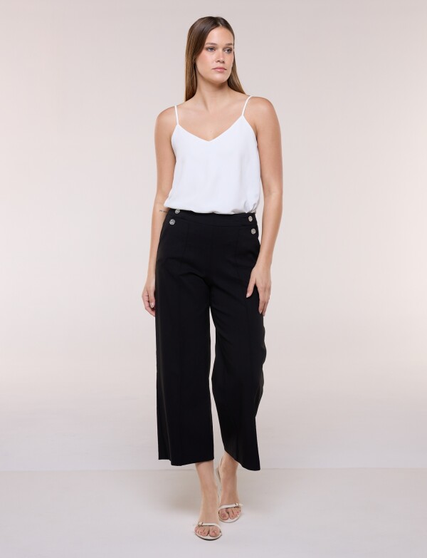 Pantalón Crop Con Botones NEGRO