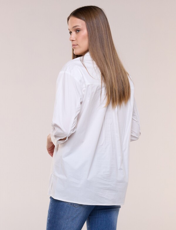 Camisa Larga Con Mangas Tres Cuartos BLANCO