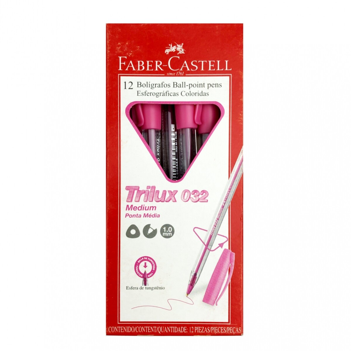 Boligrafo Faber - Castell Trilux x12 - Rosado 