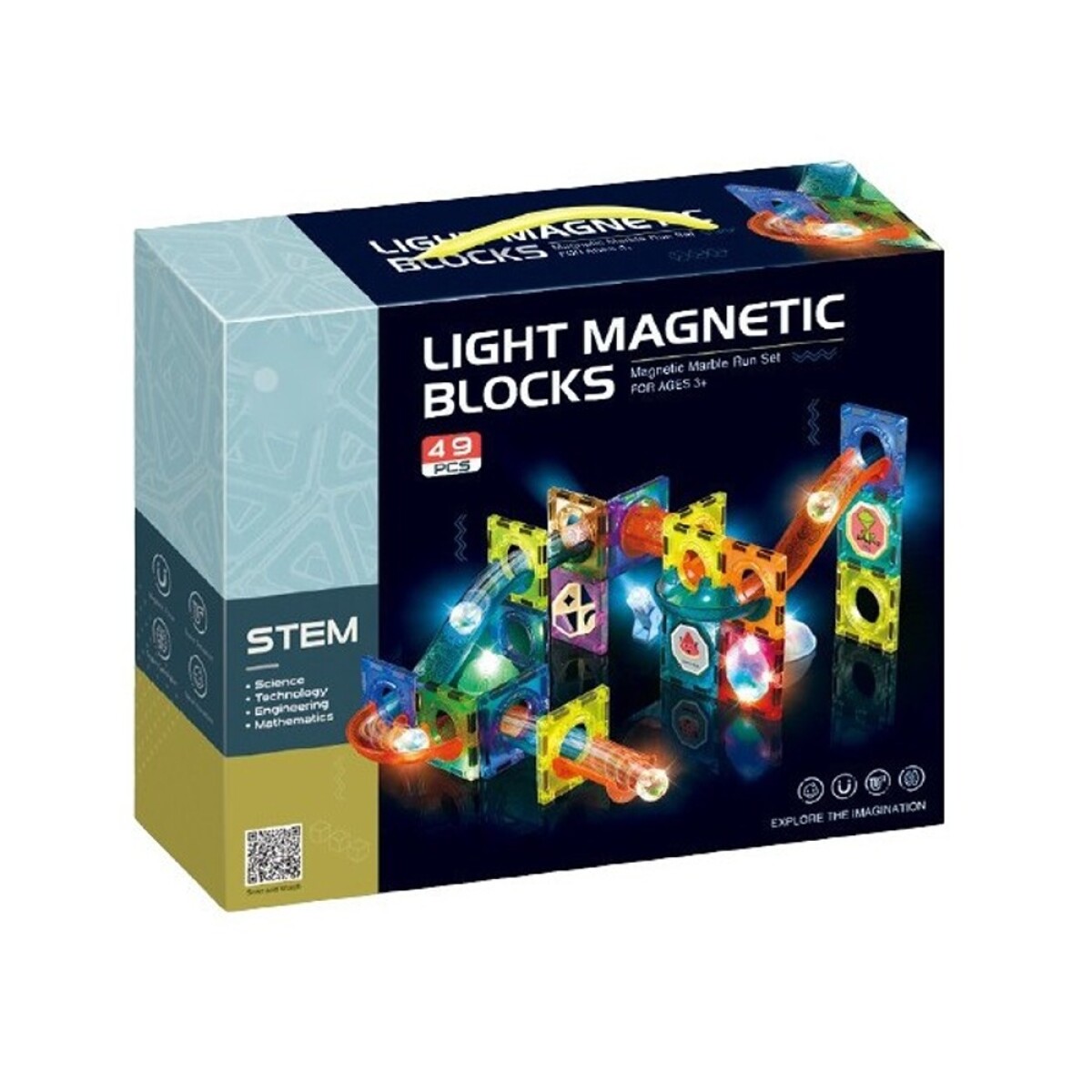 Bloques Construcción Magnéticos c/Luces Pista Laberinto 49Pz - Multicolor 