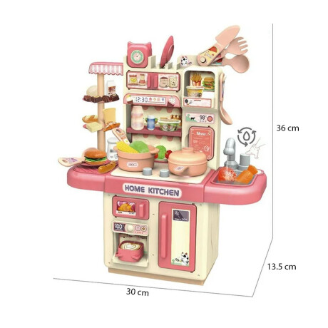Cocina Infantil Juego Sonido Luz Agua Vapor Accesorio Comida Rosa