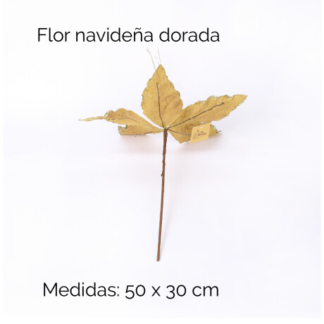 Flor Navideña Dorada 5 Petalos 50 X 30cm Unica