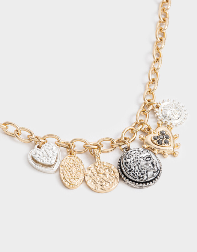 Collares Cortos Metal diferenciado Collar Corto Multi Dijes De Medallones - Dorado Burnish Gold
