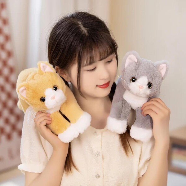 Peluche Gato Muñeco Decorativo Realista Regalo Niños Variante Color Gris