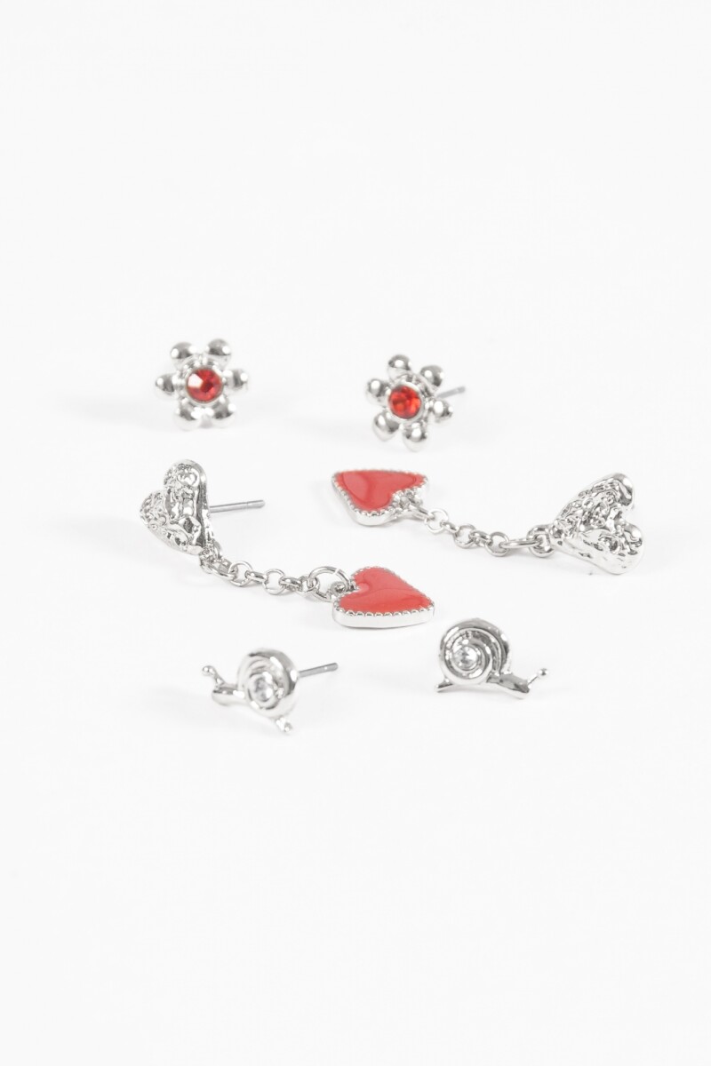 Set de caravanas pin caracol plateado