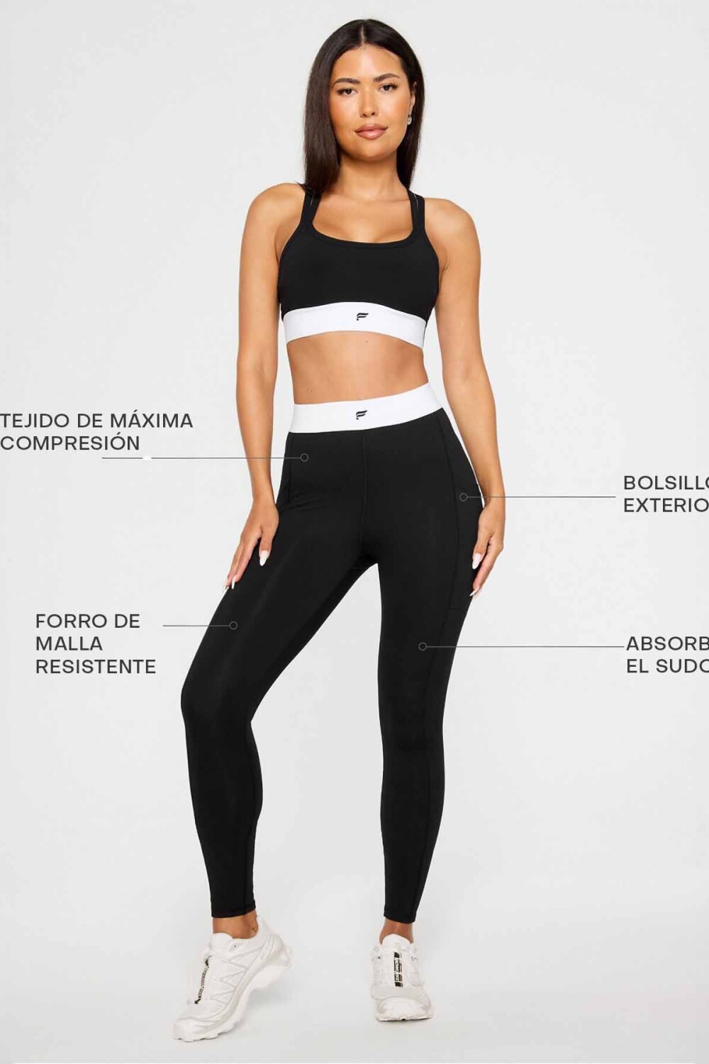 Leggings On-The-Go Power Hold High-Waisted Mujer Black/Classic White