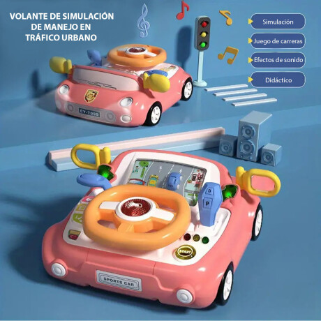 Volante Musical Juego Infantil Simulador Manejo Pantalla Luz Rosa