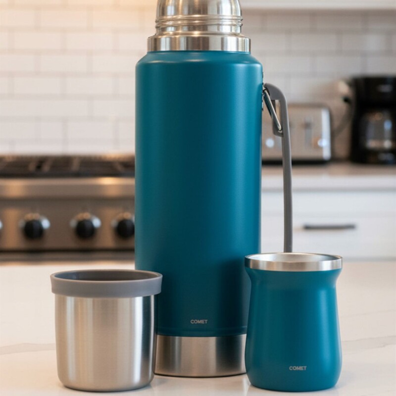 Set termo Comet Viena 1 lt + Mate de 160 ml Azul