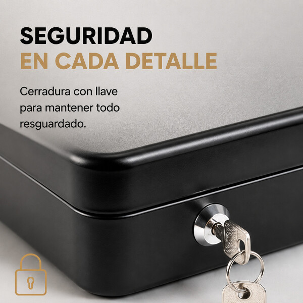 Caja Cofre Seguridad Dinero Fuerte Metal Llave 30x24x9cm Ax Negro