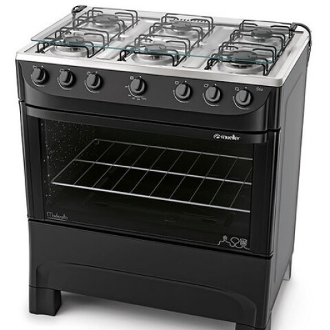 Cocina Mueller Moderatto 6b Glp Color Negro Mate Con Puerta Con Visor Cocina Mueller Moderatto 6b Glp Color Negro Mate Con Puerta Con Visor