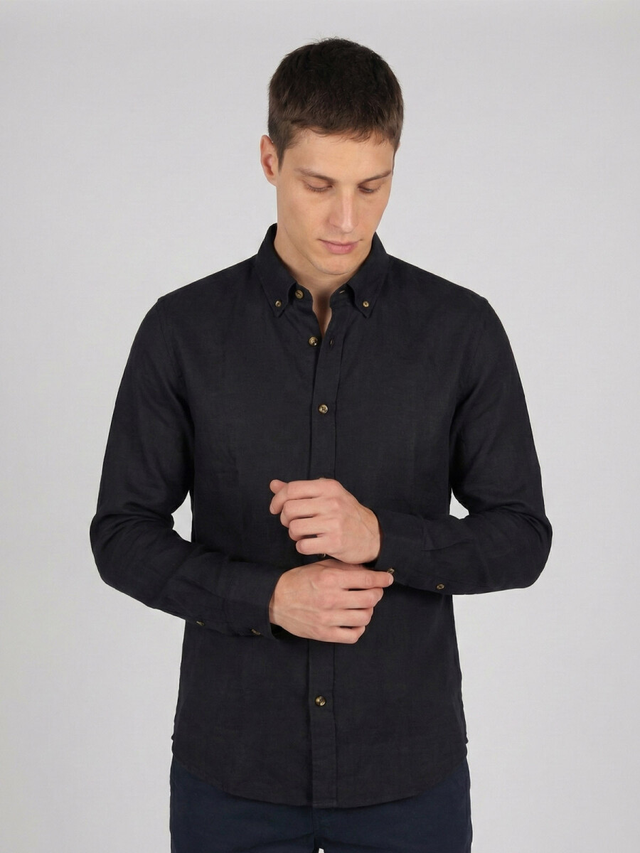 CAMISA LINO CLASICA - NEGRO 