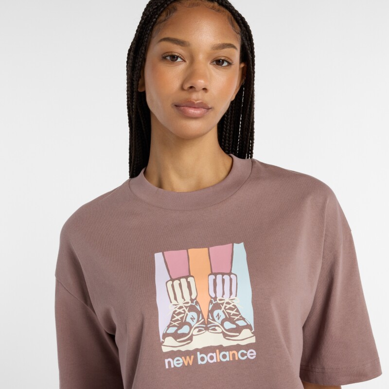 Remera New Balance de dama - WT53904EAS BROWN