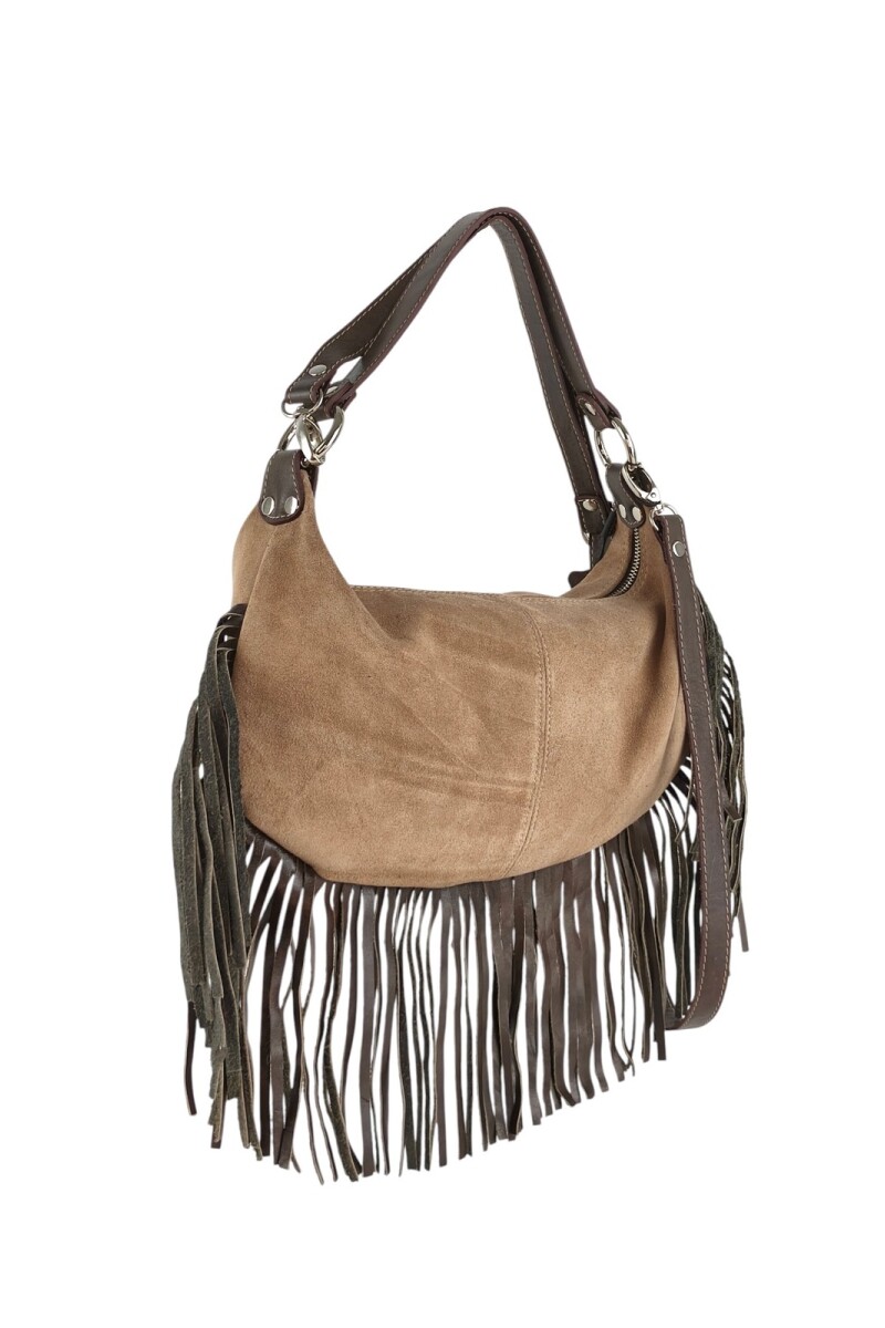 Cartera con flecos Beige