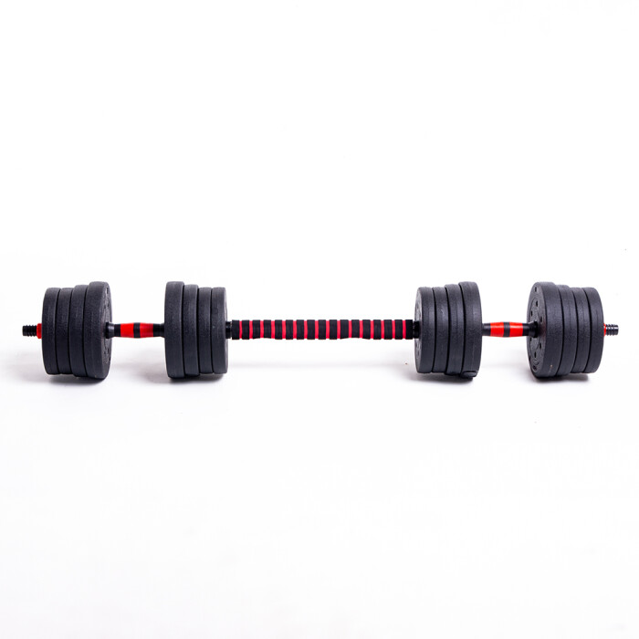 Set de 2 Mancuernas + Barra 3 en 1 + 25 kg en pesas Randers Set de 2 Mancuernas + Barra 3 en 1 + 25 kg en pesas Randers