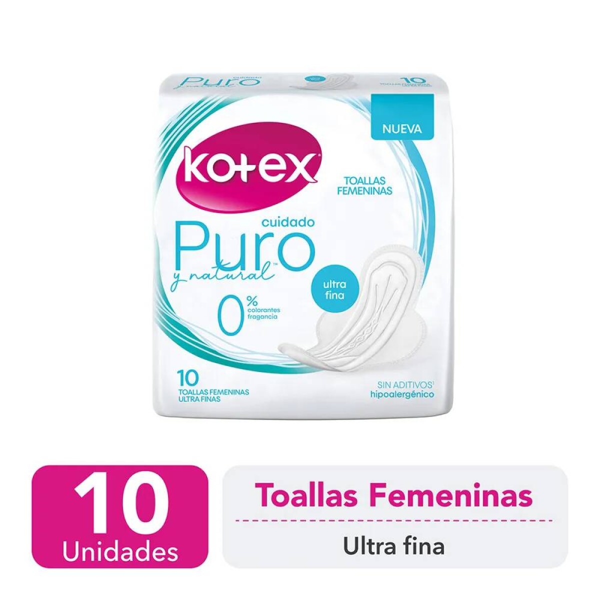 Toallitas Femeninas Kote Pure Ultrafina con Alas 10 unidades 