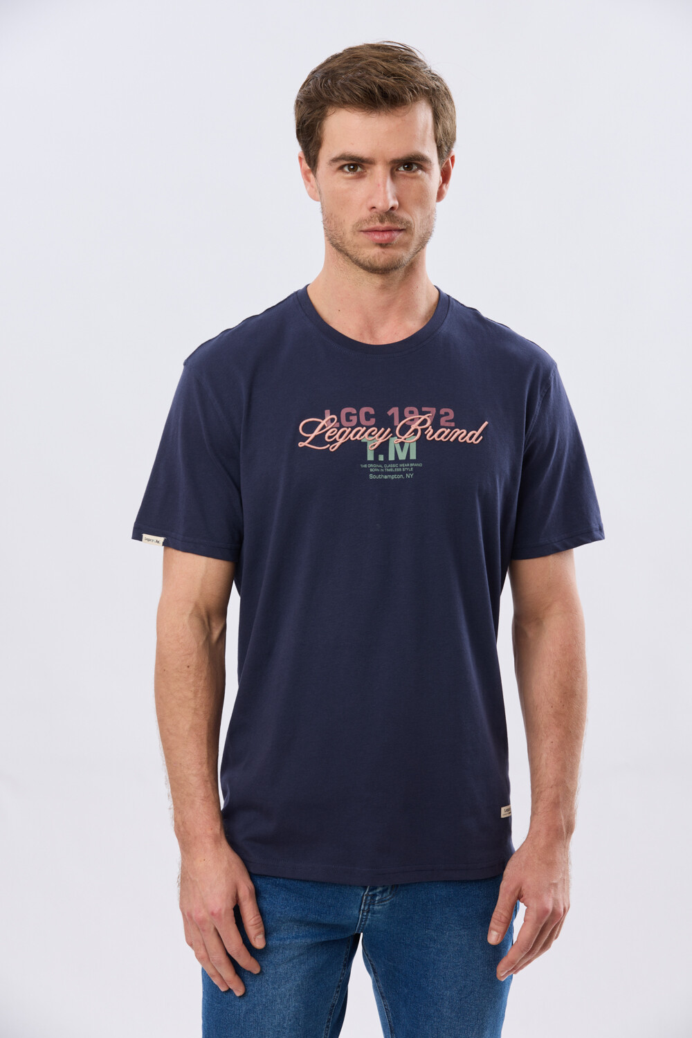 REMERA ESTAMPADA DE ALGODÓN Azul