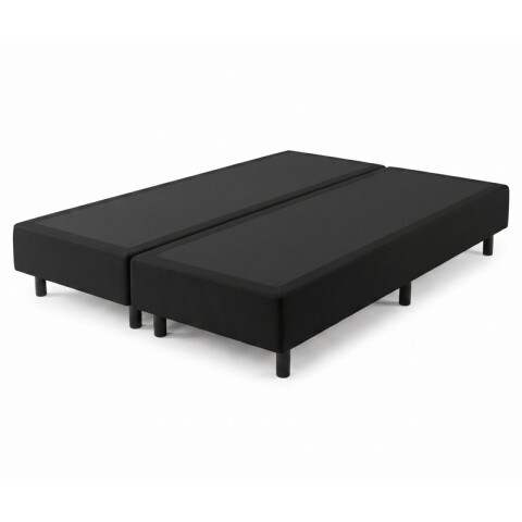 Base Box Sommier Tapizada Negra para Colchón 158x198x35 Doble