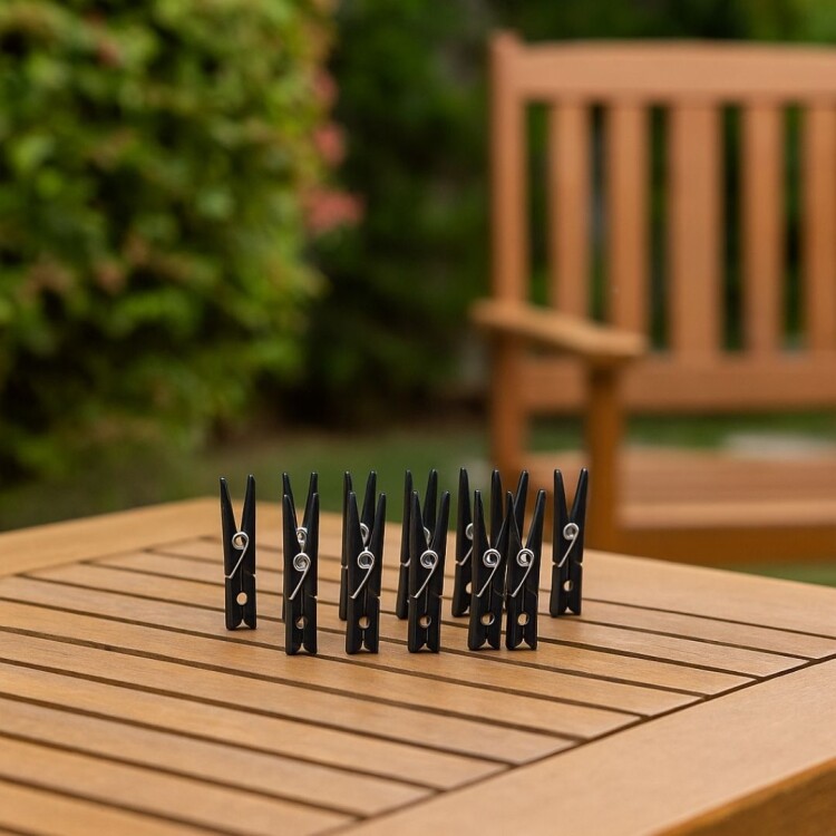 PALILLOS PARA ROPA 12 PIEZAS MOR NEGRO