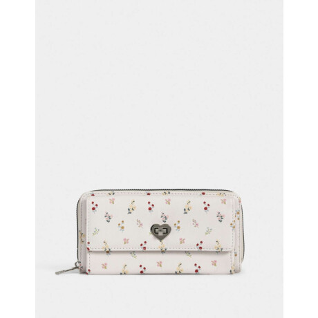 Billetera Fichero Chocolate Estampado Flores